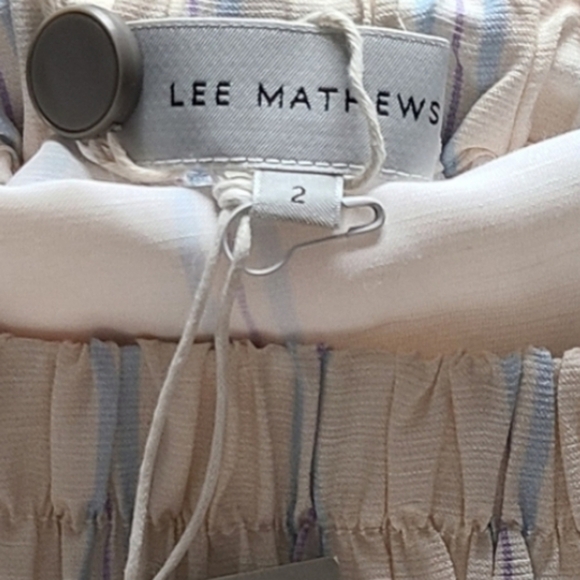Lee Mathews Madox Cutout Striped Shantung Top, Size 6, Off-White | Blue, NWT - Picture 10 of 13